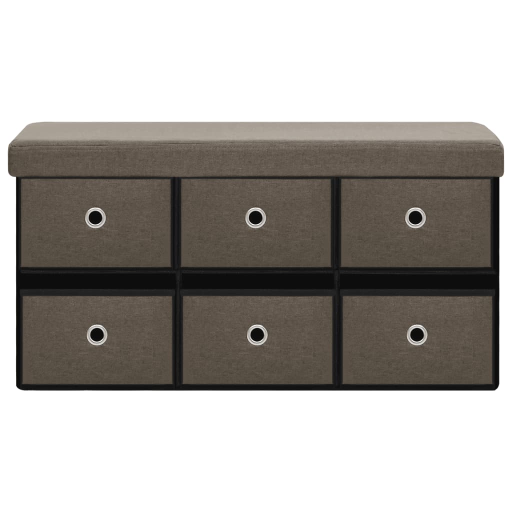 Faltbare Sitzbank mit Stauraum Braun 76x38x38 cm Leinenoptik