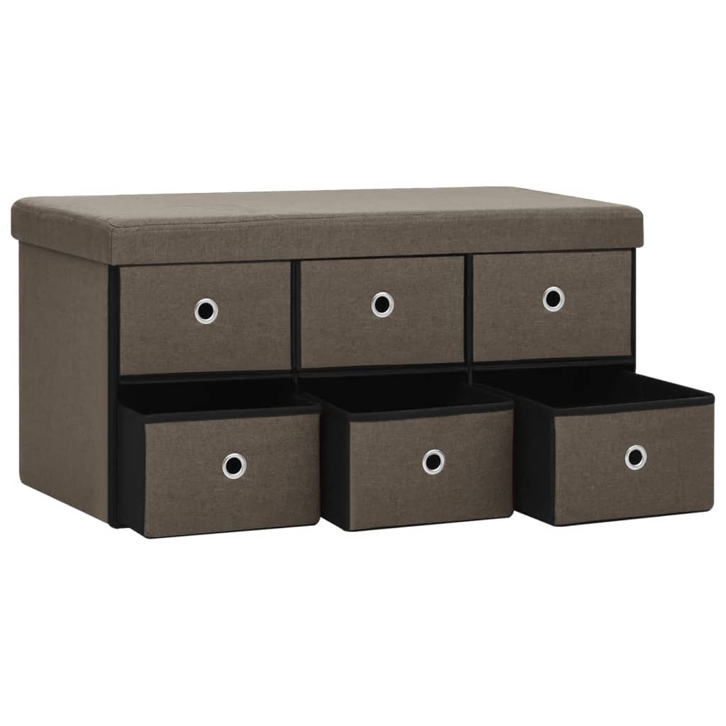 Faltbare Sitzbank mit Stauraum Braun 76x38x38 cm Leinenoptik