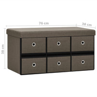 Thumbnail for Faltbare Sitzbank mit Stauraum Braun 76x38x38 cm Leinenoptik