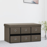 Thumbnail for Faltbare Sitzbank mit Stauraum Braun 76x38x38 cm Leinenoptik