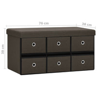 Thumbnail for Faltbank mit Stauraum Dunkelbraun 76x38x38 cm Leinenoptik