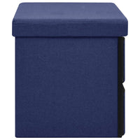 Thumbnail for Faltbare Sitzbank mit Stauraum Blau 76x38x38 cm Leinenoptik