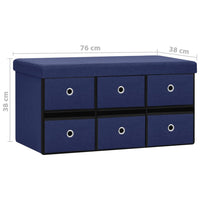 Thumbnail for Faltbare Sitzbank mit Stauraum Blau 76x38x38 cm Leinenoptik