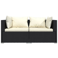 Thumbnail for 2-Sitzer-Sofa mit Kissen Schwarz Poly Rattan