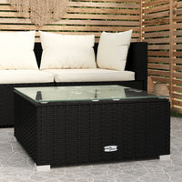 Thumbnail for Garten-Couchtisch Schwarz 60x60x30 cm Poly Rattan und Glas