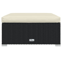 Thumbnail for Garten-Fußhocker mit Kissen Schwarz 70x70x30 cm Poly Rattan