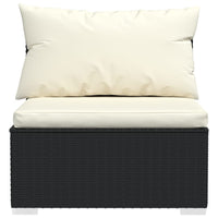 Thumbnail for Garten-Mittelsofa mit Kissen Schwarz Poly Rattan