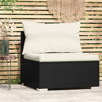 Thumbnail for Garten-Mittelsofa mit Kissen Schwarz Poly Rattan