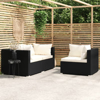 Thumbnail for 3-tlg. Garten-Lounge-Set mit Auflagen Schwarz Poly Rattan