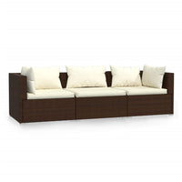 Thumbnail for 3-Sitzer-Sofa mit Kissen Braun Poly Rattan