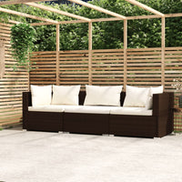 Thumbnail for 3-Sitzer-Sofa mit Kissen Braun Poly Rattan
