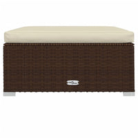 Thumbnail for Gartenhocker mit Kissen Braun 70x70x30 cm Poly Rattan