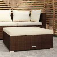 Thumbnail for Gartenhocker mit Kissen Braun 70x70x30 cm Poly Rattan