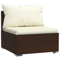 Thumbnail for Garten-Mittelsofa mit Kissen Braun Poly Rattan