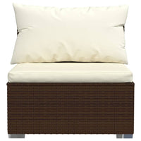 Thumbnail for Garten-Mittelsofa mit Kissen Braun Poly Rattan