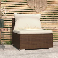 Thumbnail for Garten-Mittelsofa mit Kissen Braun Poly Rattan