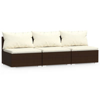Thumbnail for 3-Sitzer-Sofa mit Kissen Braun Poly Rattan