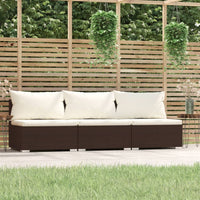 Thumbnail for 3-Sitzer-Sofa mit Kissen Braun Poly Rattan