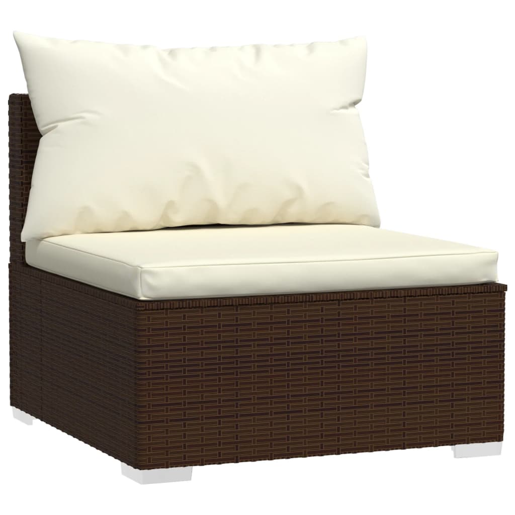 4-Sitzer-Sofa mit Kissen Braun Poly Rattan