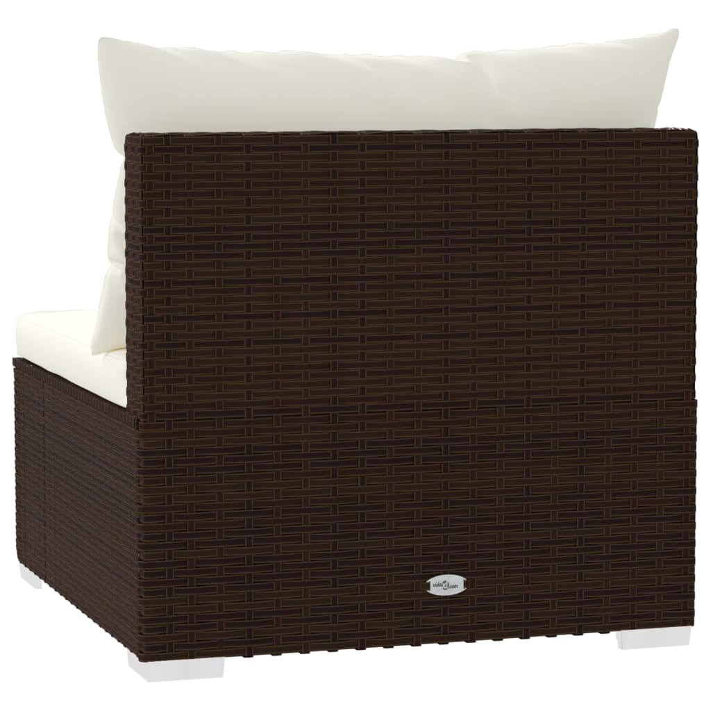 4-Sitzer-Sofa mit Kissen Braun Poly Rattan
