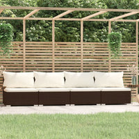 Thumbnail for 4-Sitzer-Sofa mit Kissen Braun Poly Rattan