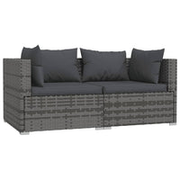 Thumbnail for 2-Sitzer-Sofa mit Kissen Grau Poly Rattan
