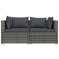Thumbnail for 3-tlg. Garten-Lounge-Set mit Kissen Grau Poly Rattan
