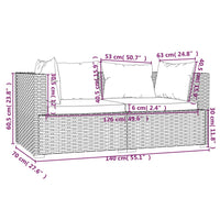 Thumbnail for 3-tlg. Garten-Lounge-Set mit Kissen Grau Poly Rattan