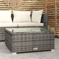 Thumbnail for Garten-Couchtisch Grau 60x60x30 cm Poly Rattan und Glas