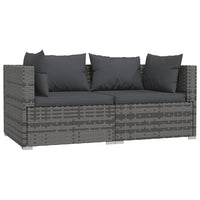 Thumbnail for 3-tlg. Garten-Lounge-Set mit Kissen Grau Poly Rattan
