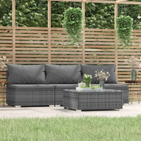 Thumbnail for 4-tlg. Garten-Lounge-Set mit Kissen Grau Poly Rattan