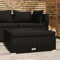 Thumbnail for Gartenhocker mit Kissen Schwarz 70x70x30 cm Poly Rattan