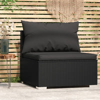 Thumbnail for Garten-Mittelsofa mit Kissen Schwarz Poly Rattan