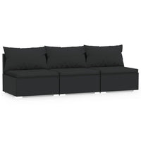 Thumbnail for 3-Sitzer-Sofa mit Kissen Schwarz Poly Rattan