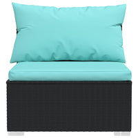 Thumbnail for 3-Sitzer-Sofa mit Auflagen Schwarz Poly Rattan