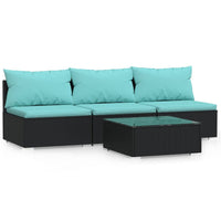 Thumbnail for 4-tlg. Garten-Lounge-Set mit Kissen Schwarz Poly Rattan