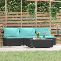 Thumbnail for 4-tlg. Garten-Lounge-Set mit Kissen Schwarz Poly Rattan