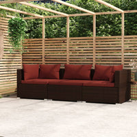 Thumbnail for 3-Sitzer-Sofa mit Kissen Braun Poly Rattan