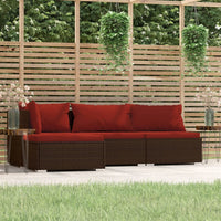 Thumbnail for 4-tlg. Garten-Lounge-Set mit Kissen Braun Poly Rattan