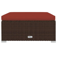 Thumbnail for Gartenhocker mit Kissen Braun 70x70x30 cm Poly Rattan