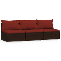 Thumbnail for 3-Sitzer-Sofa mit Kissen Braun Poly Rattan