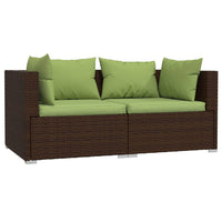 Thumbnail for 2-Sitzer-Sofa mit Kissen Braun Poly Rattan