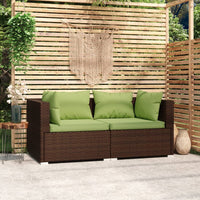 Thumbnail for 2-Sitzer-Sofa mit Kissen Braun Poly Rattan