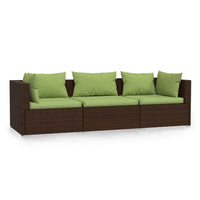 Thumbnail for 3-Sitzer-Sofa mit Kissen Braun Poly Rattan
