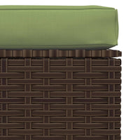 Thumbnail for Gartenhocker mit Kissen Braun 70x70x30 cm Poly Rattan