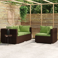 Thumbnail for 3-tlg. Garten-Lounge-Set mit Kissen Braun Poly Rattan