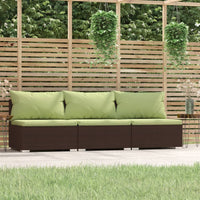 Thumbnail for 3-Sitzer-Sofa mit Kissen Braun Poly Rattan