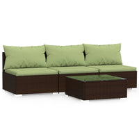 Thumbnail for 4-tlg. Garten-Lounge-Set mit Kissen Braun Poly Rattan
