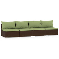 Thumbnail for 4-Sitzer-Sofa mit Kissen Braun Poly Rattan