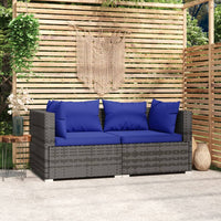 Thumbnail for 2-Sitzer-Sofa mit Kissen Grau Poly Rattan